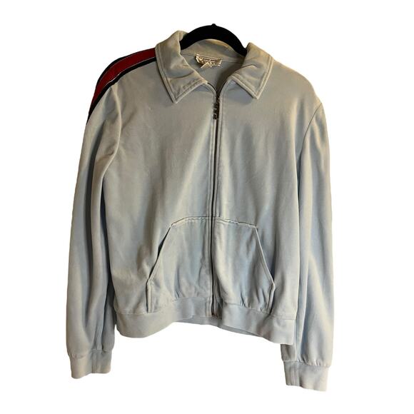 St.John Sport Velvet Track Red Stripe Front Zip Blue Jacket Size M - Picture 1 of 8